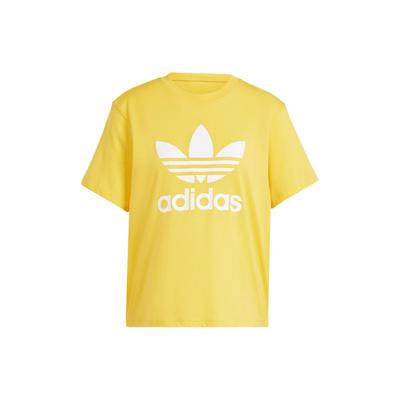 adidas Originals Letter Logo Printed Round Neck Short Sleeve Drop Shoulder T-Shirt Women T-Shirt Yellow IN8438