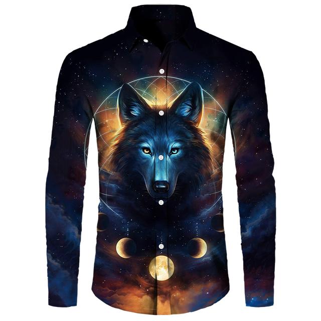 Мужские рубашки с 3D принтом Cool Wolf — фото 26