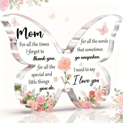 2D Flat, Acrylic Butterfly Desk Decor Plaque, Perfect for Mother's Day, Suitable for Wall Decoration, Porch, Room, Villa, Accents Home, Hallway, or Wo