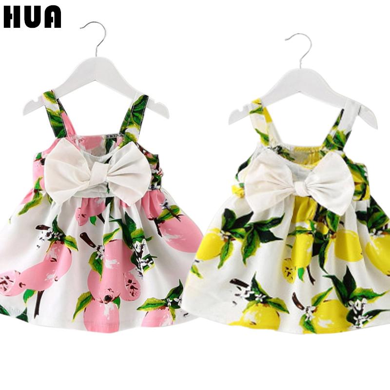 Cute Baby Girls Lemon Printed Dress Clothes Sleeveless Princess Gallus Dress Cute Baby Girls Lemon Printed Dress Clothes Sleeveless Princess Gallus Dress