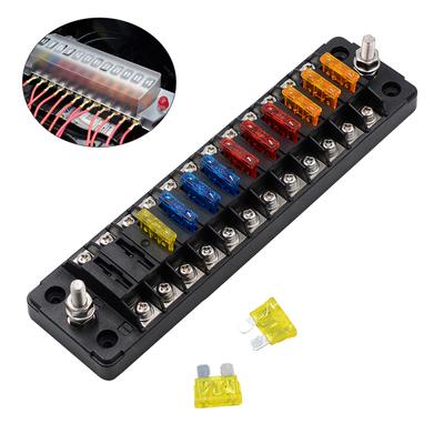 Car Power Distribution Blade Fuse Holder Box Block Panel Board 12 WAY Bar