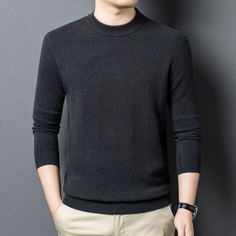 FENGXUN Men's Mock Neck 90% Wool Cashmere Blend Sweater FXT6431