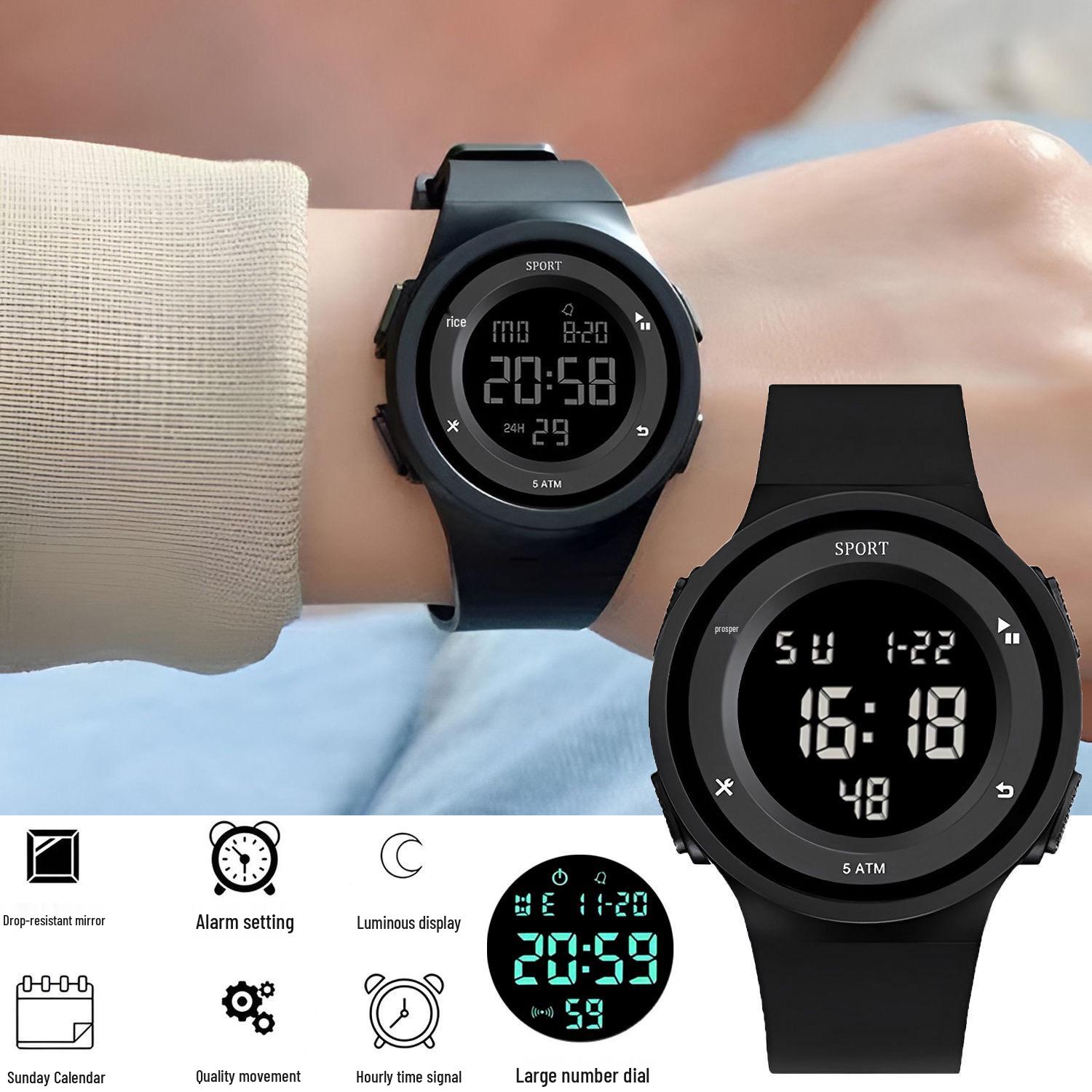 

Простые светящиеся электронные часы в корейском стиле для студентов с будильником