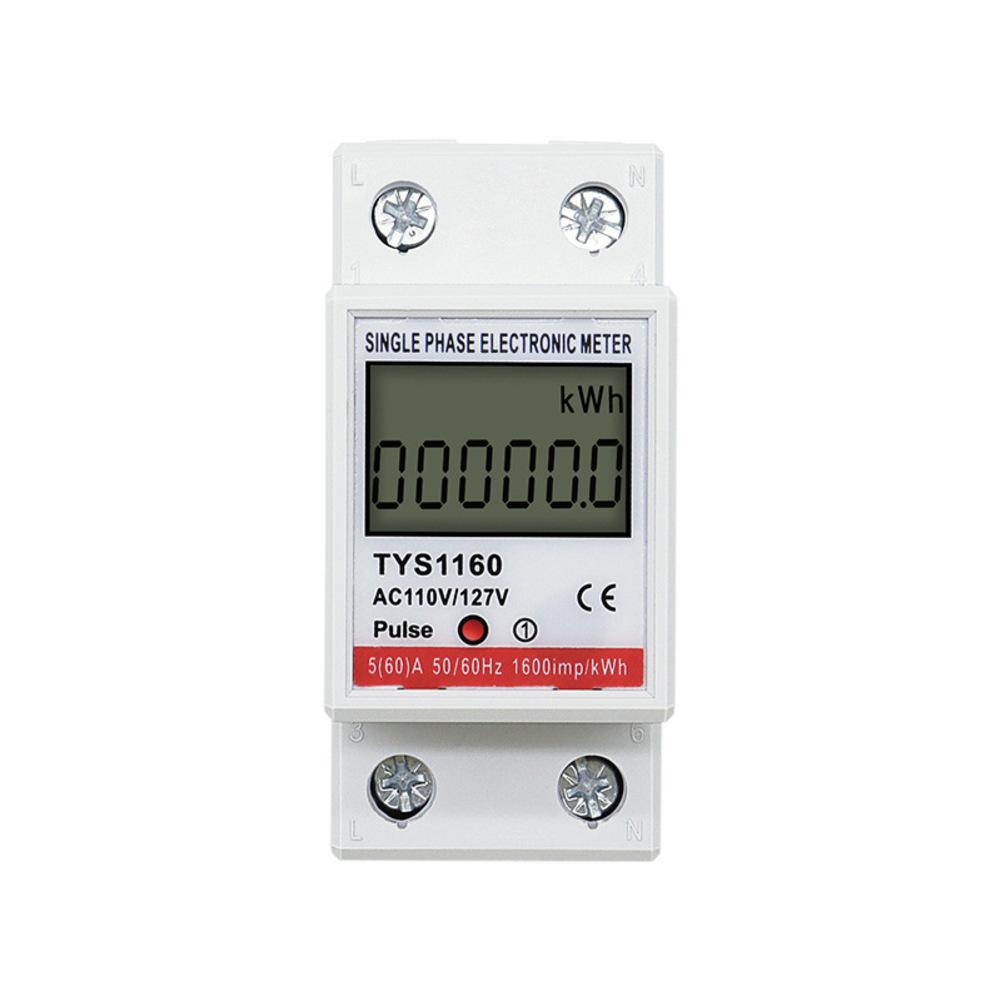 Digital Single Phase Energy Meter for 110V/127V Electrical Circuits with 60A Maximum Current and 35mm DIN Rail Mount