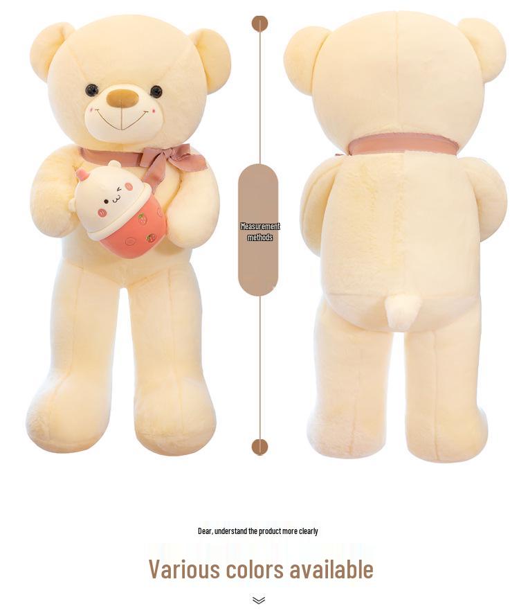 Adorable Sweetheart Milk Tea Teddy Bear Plush Pillow - Large Size Doll Gift for Kids and Girls.