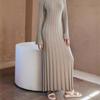 Elegant Turtleneck Knitted Sweater Dress for Women Fashion Long Sleeve Slim Casual Maxi Dress Fall Winter Holidays Party Dress