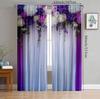 Purple Floral Arched Pattern Printed Curtains   Pole Bag Curtains   Bedroom and Living Room   Home Decoration   Room Decoration