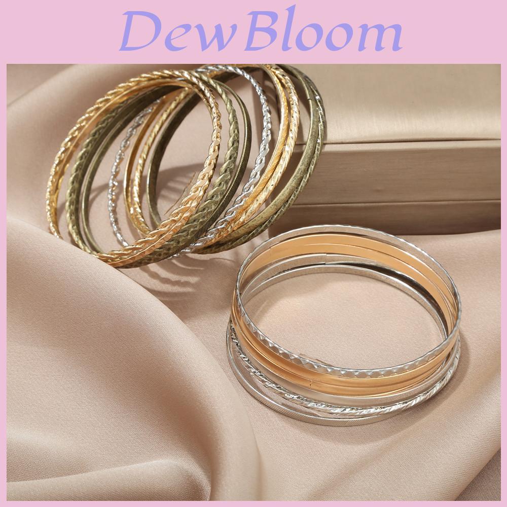 Geometric Metal Bangle Set With Electroplated Finish For Fashion Enthusiasts