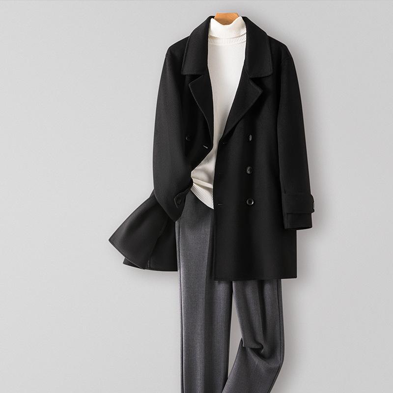 

100% шерстяное шерстяное пальто средней длины двубортное шерстяное пальто-ветровка мужское двухстороннее пальто без кашемира 4XL