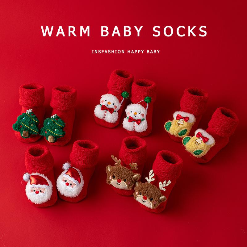 Newborn Cotton Winter Autumn Baby Girls Boys Kids Socks Infant Christmas Santa Claus Terry Warm Slippers Children Sock 0-3 Years