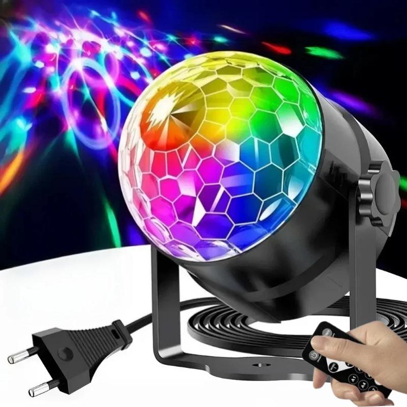 Mini LED Colorful Rotating Magic Crystal Ball Light with Sound Control for Home, KTV, Bar, and Strobe Effects