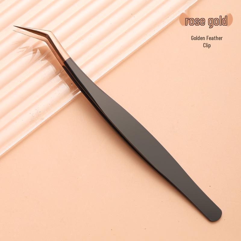 Stainless Steel Black Gold Feather Dolphin Tweezers for Beauty and Manicure