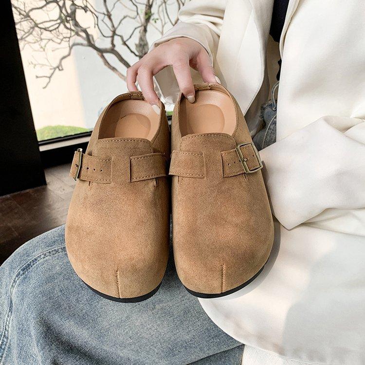 [Youshilai] Retro Thick-soled Versatile One-pedal Women's 2025 Spring New Fashion Ugly and Cute Casual Half Slippers