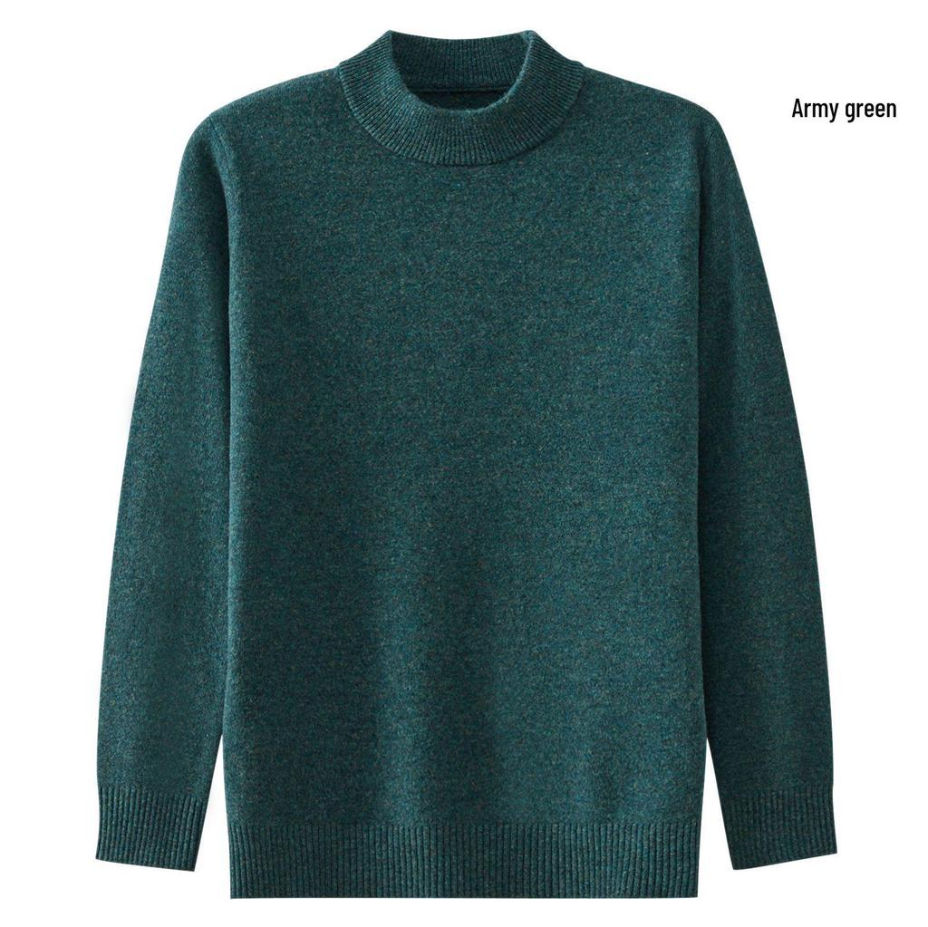 2025 Men's Pure Wool Round Neck Knit Sweater - Casual Long Sleeve Autumn/Winter Collection