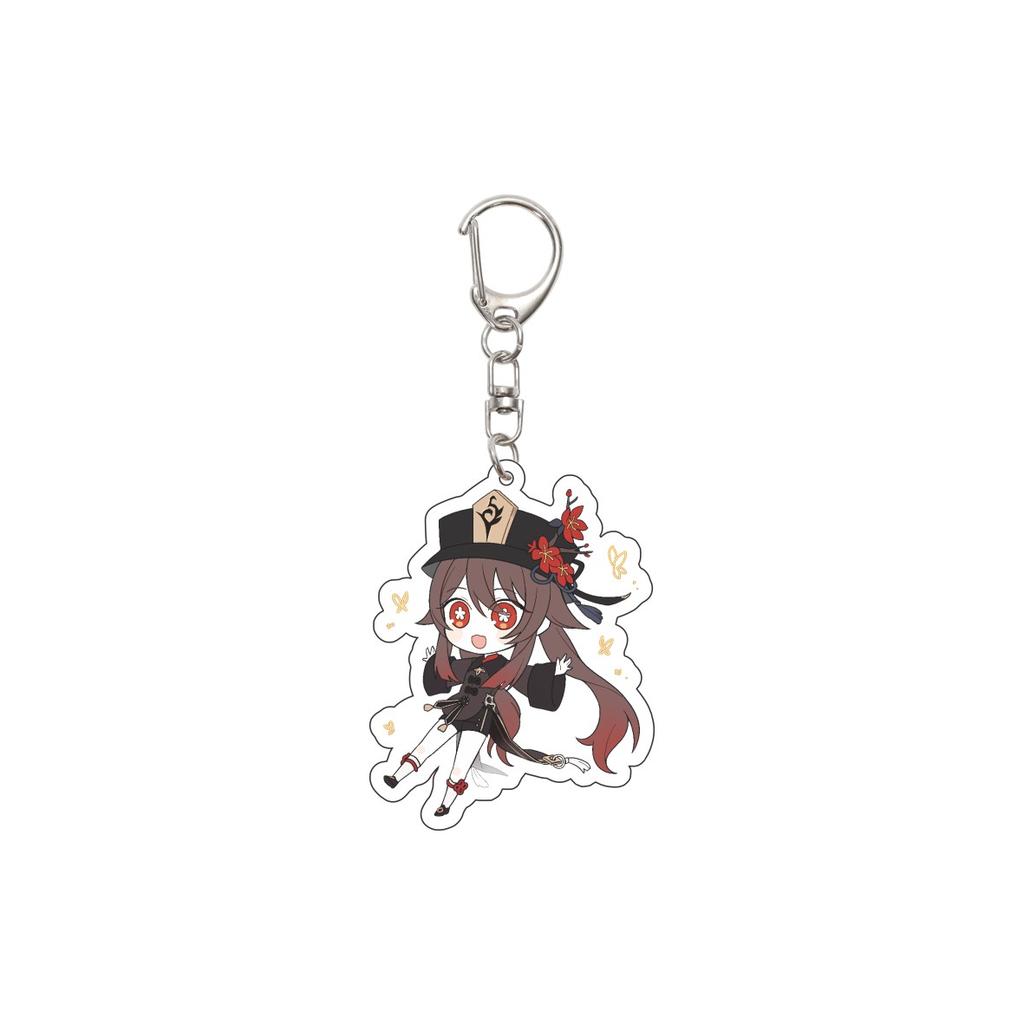 55MM Anime Genshin Impact Keychain Hu Tao Key Chain Acrylic Model Plate Christmas Gifts
