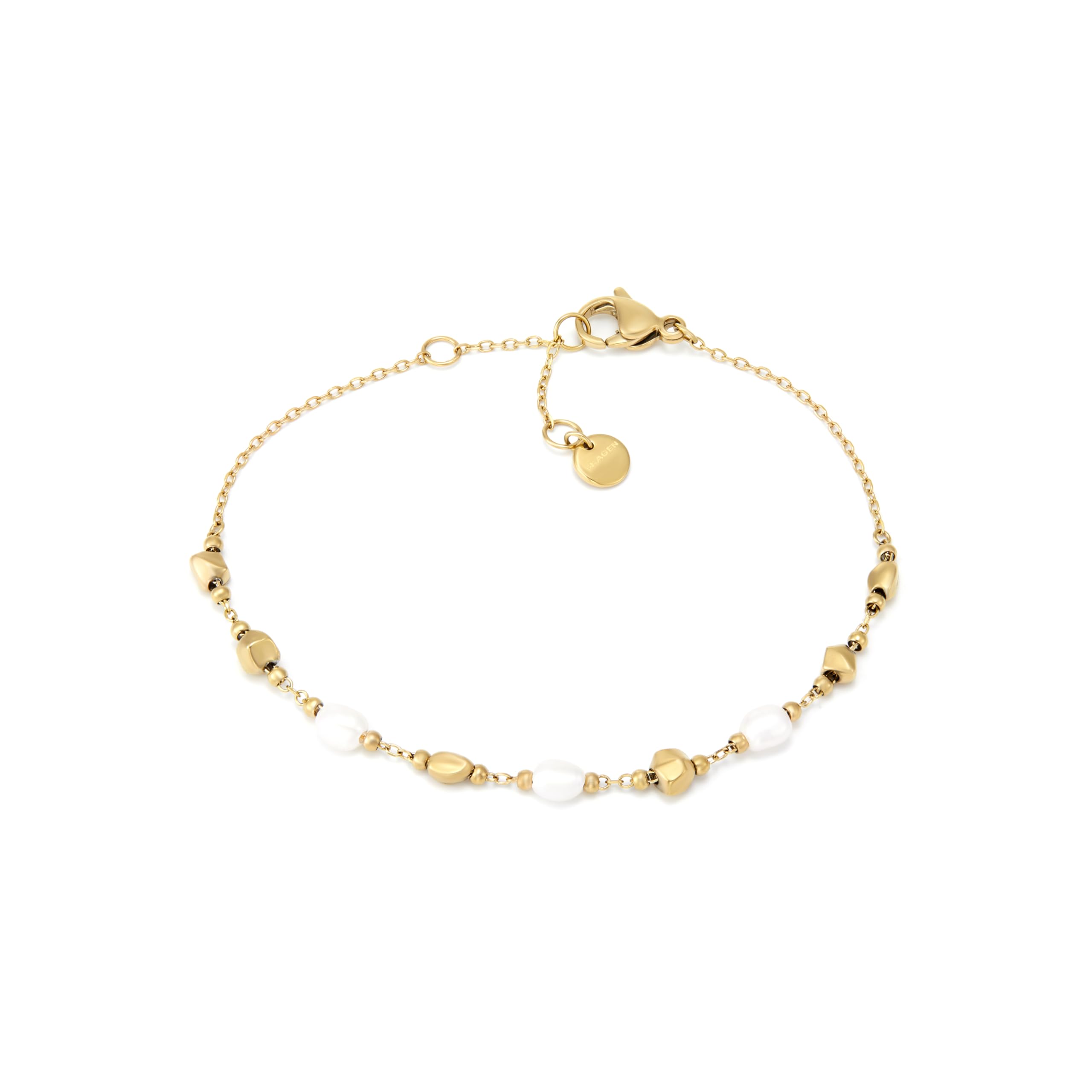 Женский браслет Skagen AGNETHE из нержавеющей стали с жемчугом, золотистого цвета, SKJ1880710