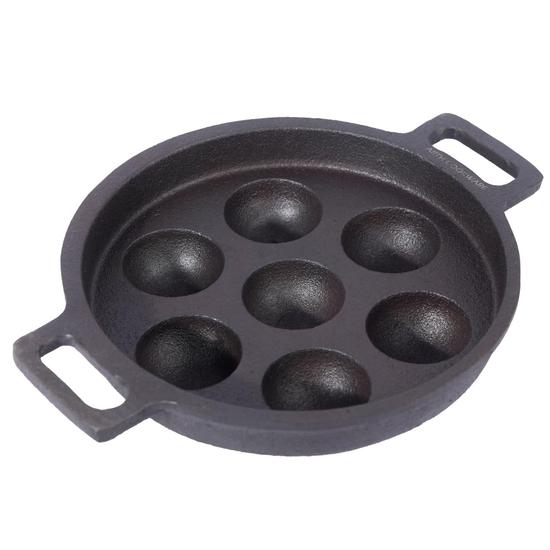 

Arth Чугунная сковорода для паниярама на 7 ячеек, предварительно приправленная, 100% натуральная и нетоксичная | 7 ячеек - 22 см в диаметре | Естественно антипригарная и долговечная