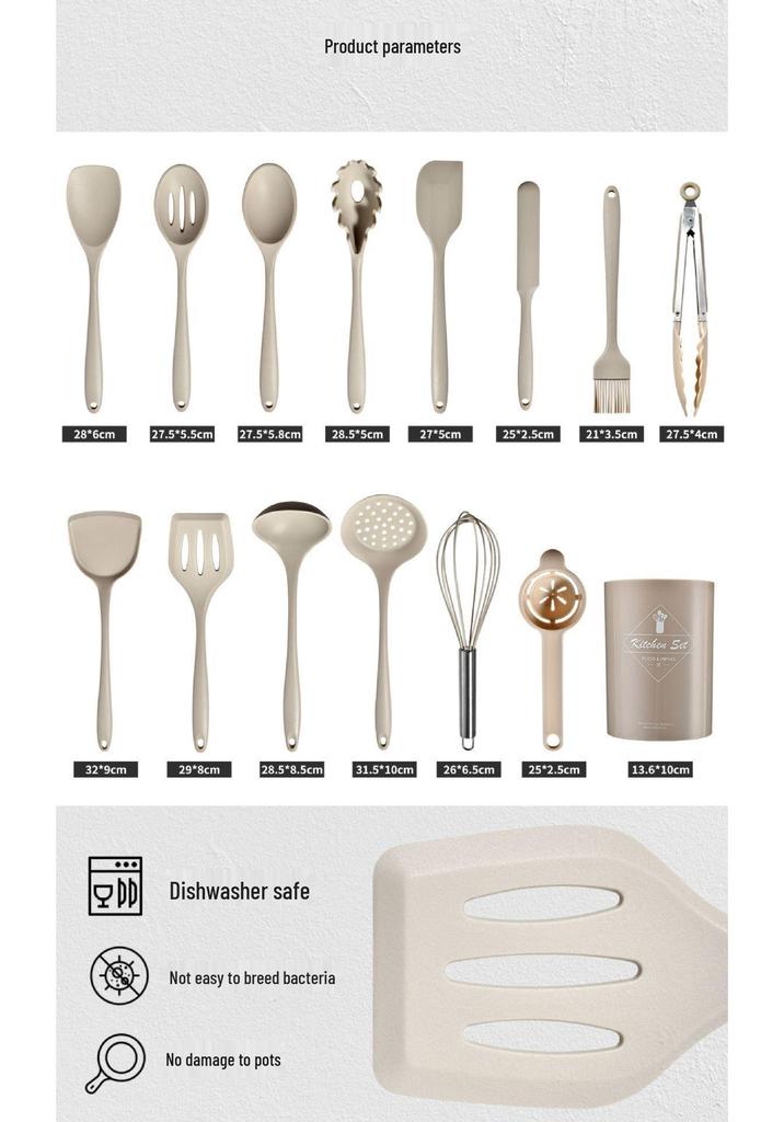 15-Piece Non-Stick Silicone Kitchen Utensil Set: Spatulas, Soup Ladle, Cooking Spoons