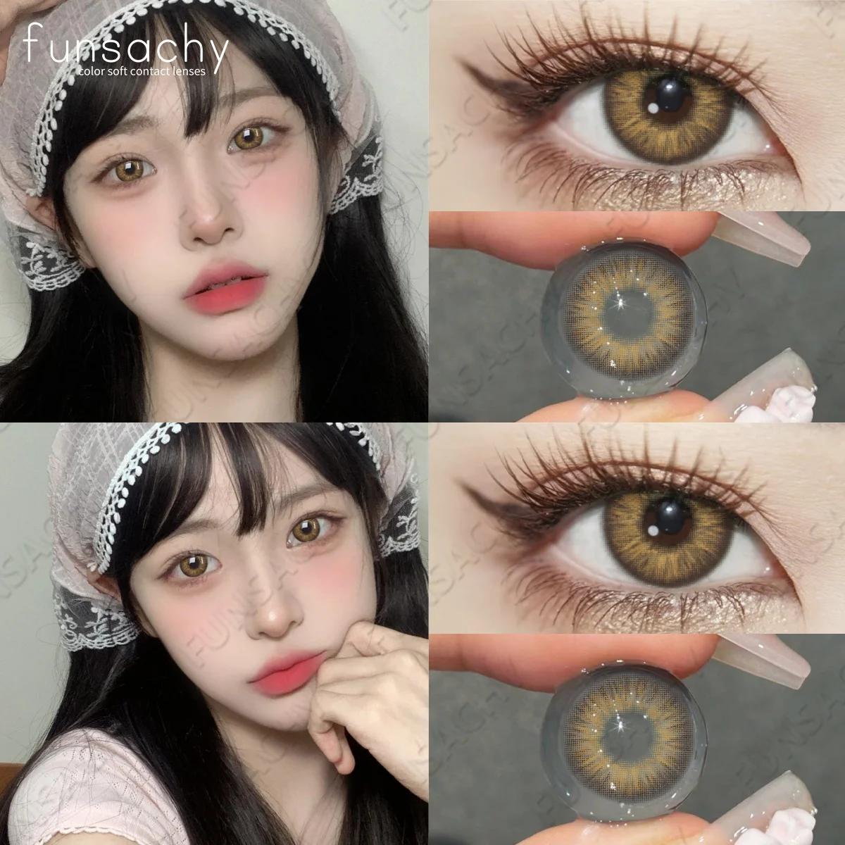 

FUNSACHY 2024 Нові кольорові контактні лінзи 1 пара Yealry Use Green Eye Lenses Сині великі очі Контакти Макіяж Косметика Краса Учні