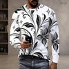 Herren Plus Size Rundhals Langarm Bedrucktes T-Shirt Weiß Lila Blau Pullover