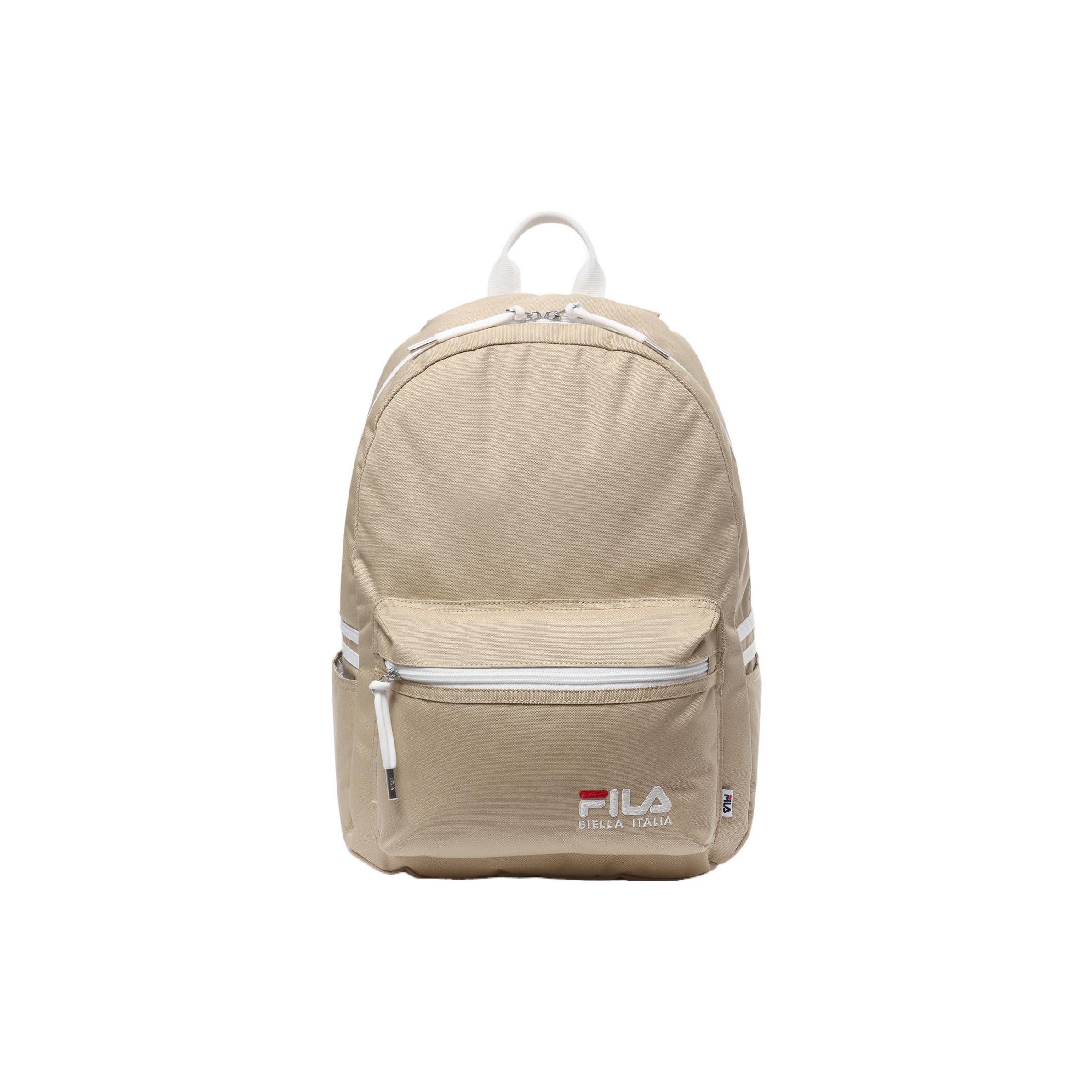 FILA Letter Logo Large Capacity Zipper Backpack Unisex Backpack Khaki FS3BPD5301X Khaki