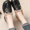 Women's Black Waterproof Non-Slip Thick Sole Velvet-Lined Casual Loafers