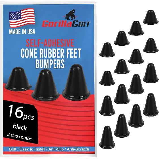 Kegelförmige durchsichtige Gummipuffer - 16er-Kombination - Hohe Gummi-Füßchen-Abstandshalter für Elektronik, Computer-Audio-Geräte, Auto-LKW-Insektenschutz, Schneiden