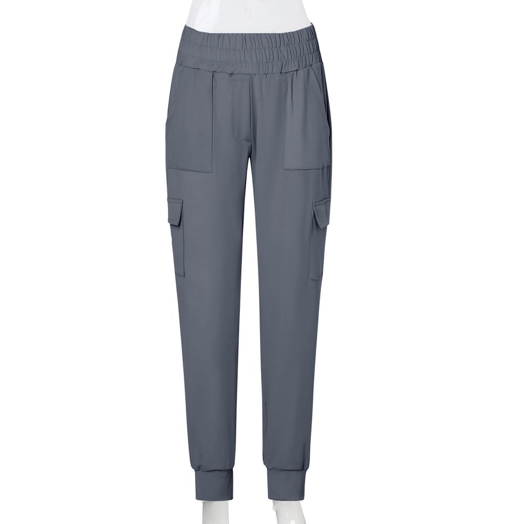 Women's Solid Color Casual High Waist Loose Slimming Fitness Stretch Yoga Pants With Pockets Long Pants