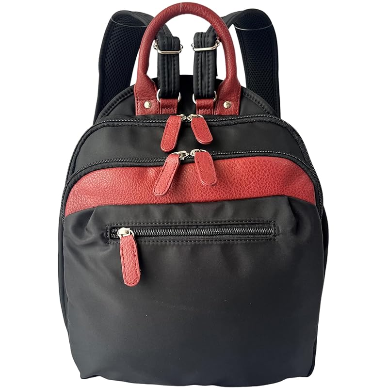 

[MADEMOISELLE ZAZA] [Mademoiselle Zaza] multifunctional backpack Water repellent nylon lightweight 5549 (black/red)