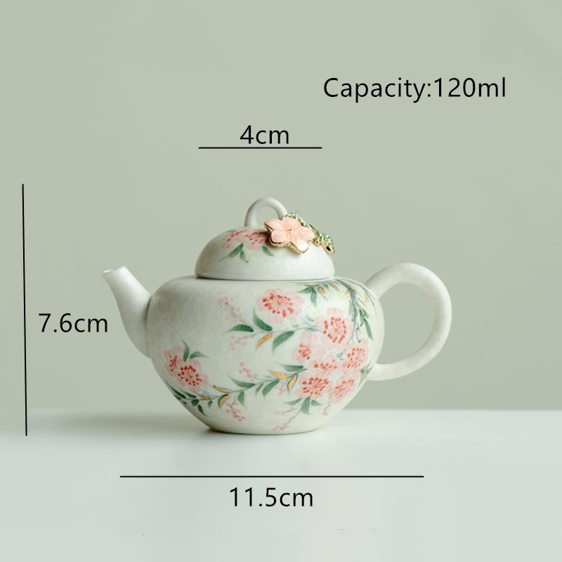Chinese Handmade Flower Ceramic Teapot Household Ball Hole Filter Tea Pot Beauty Tea Infuser Kettle Travel Teaware Tea Set 120ml