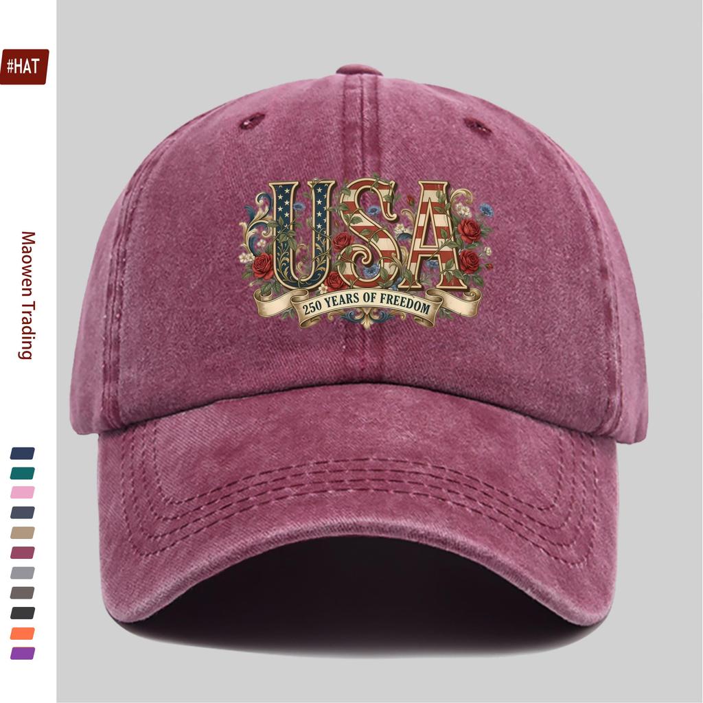 Pc American Flag And Floral Pattern Printed Baseball Cap US Th Anniversary Commemorative Decor Sun Hat Truck Driver Papa H