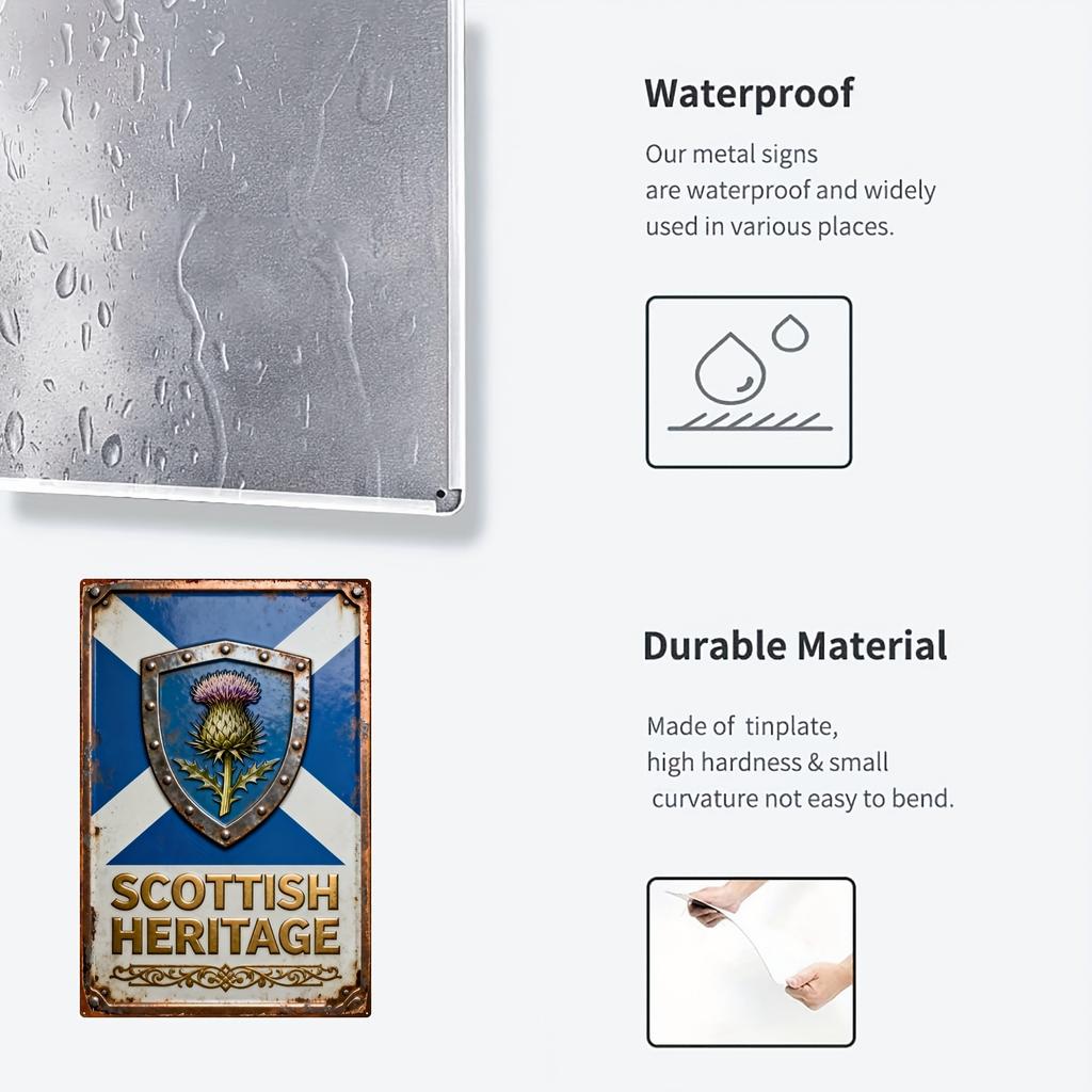 1 pz. Segno Decorativo da Parete in Metallo Ereditarietà Scozzese - Bandiera Scozzese ed Emblema dello Scudo Rampante con Cardo Scozzese, Antiruggine Resistente alle Intemperie