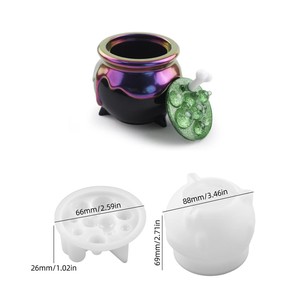 3D Halloween Witch Cauldron Silicone Mold DIY Creative Pumpkin Storage Box Molds Epoxy Resin Jar Casting Candy Container Mould