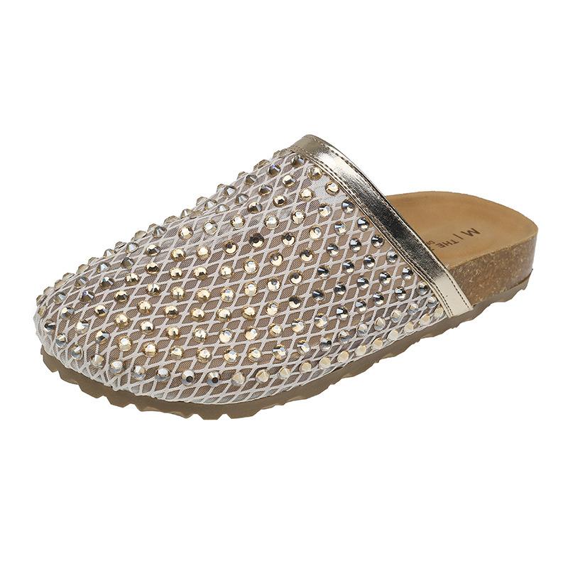 

2025 spring and summer new cool slippers women s European and American fashion flat-bottomed half-pack outer wear flat-bottomed versatile beach co 40