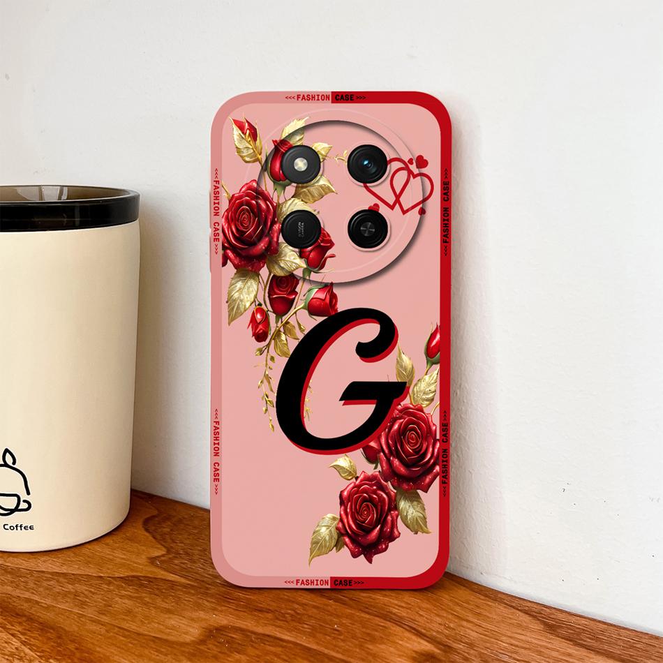 For Honor Magic 7 Lite Case For Magic 8 Lite Rose Letters Soft Phone Back Cover For Magic7 Magic8 Lite Liquid Silicone Fundas