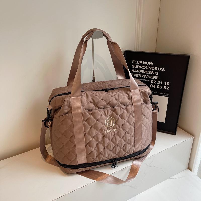Rhombus Travel Luggage Women's Light Korean Edition Oblique Span Fitness Bag Premium Sense Large Capacity Travel Storage Bag