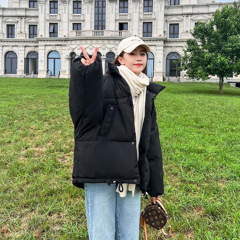

Autumn and winter new wind lapel rhombus down cotton clothes women s short casual jacket S чорний