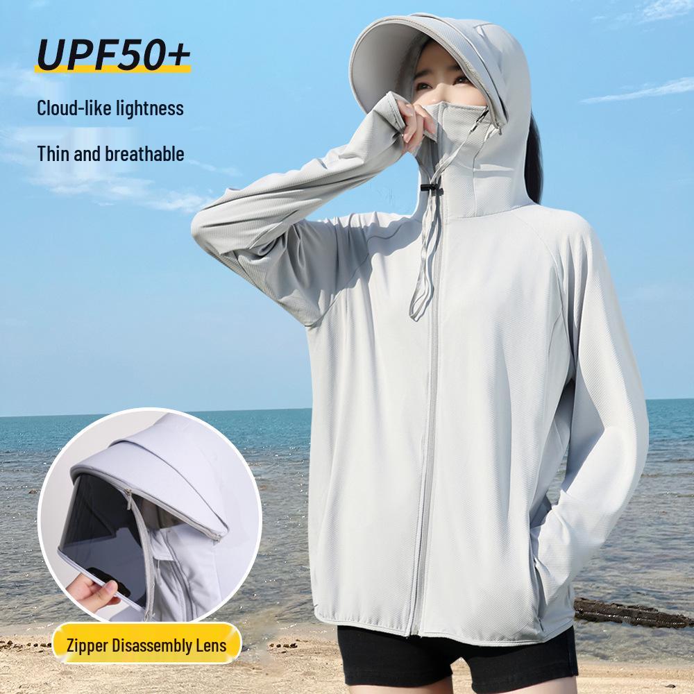 Women's UV Protection Ice Silk Sun Hoodie with Full Face and Neck Coverage