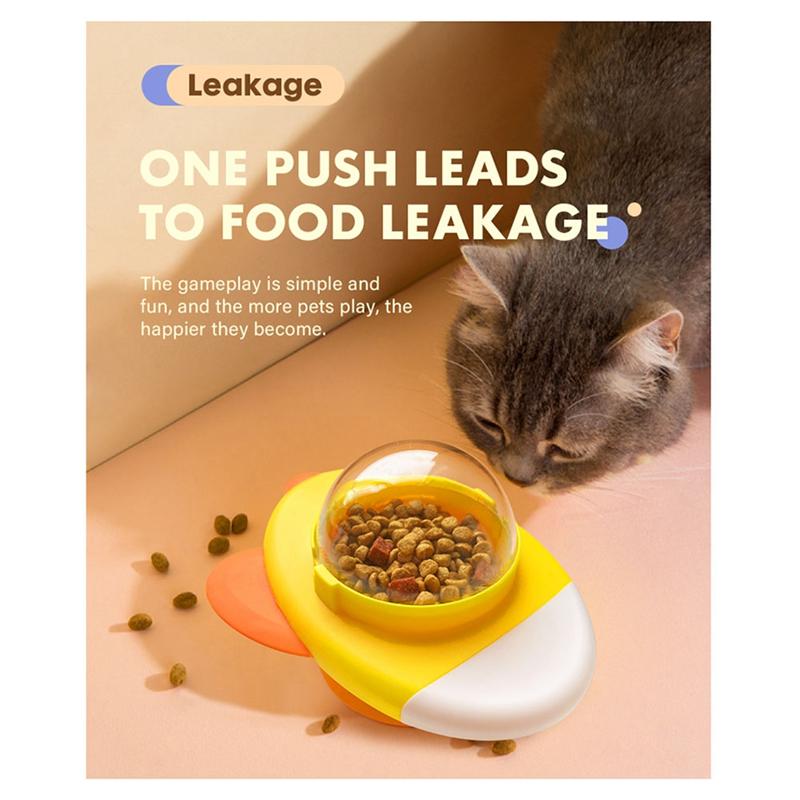 Cat Interactive Rotatable Cat Dog Leak Food For Pet Puzzle Relief Boredom Food Feeder Dispenser Yellow
