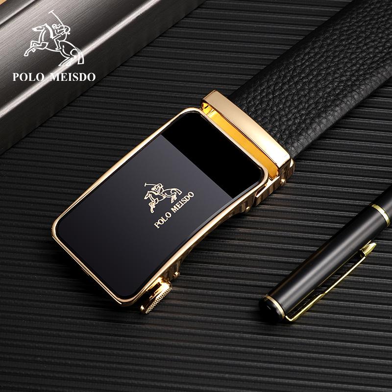 Genuine Paul Leather Men's Automatic Buckle Belt - High-End Cowhide Business Waistband