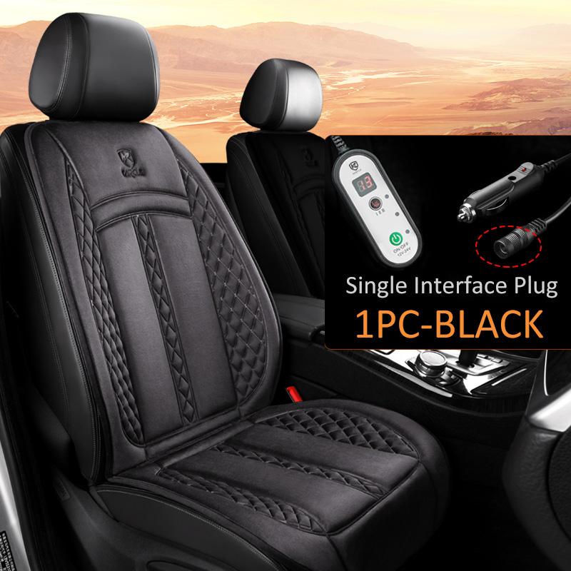 Universal Flannel Heated Car Seat Covers 12/24V Fast Heating 3 Gear Adjustment Winter Seat Cushion for Full Seat And Back