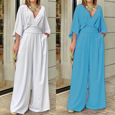 Spring Jumpsuits for Women, Fashionable, Casual and Simple Style, V-neck Loose Waist Jumpsuits