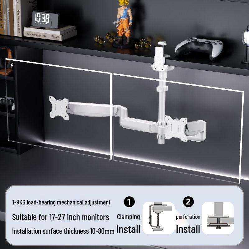 Laptop Stand with Adjustable Monitor Arm for Single/Dual Screens - Rotating and Lifting Functionality