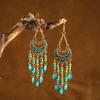 Bohemian Ethnisch Lang Blau Acryl Kristall Wassertropfen Ohrringe für Damen Retro Temperament Geometrisch Hängende Ohrringe Schmuck