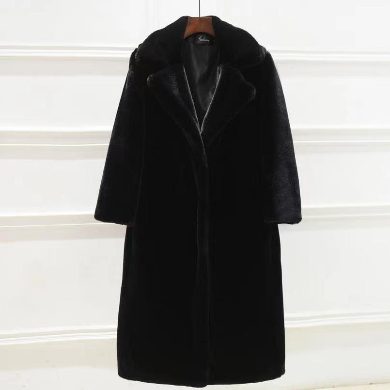 Imitation mink coat women's medium and long autumn and winter imitation mink velvet jacket women's large size thickened jacket loose suit collar