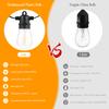 15M/49FT S14 String Lights 15 Hanging Sockets 16 E26 1W LED Bulbs 2700K Warm Light with Remote Control IP65 Waterproof