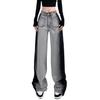Women's High-Waist Black & Gray Wide-Leg Jeans - Personalized Summer Casual, Slimming, All-Match, Floor-Length Design.