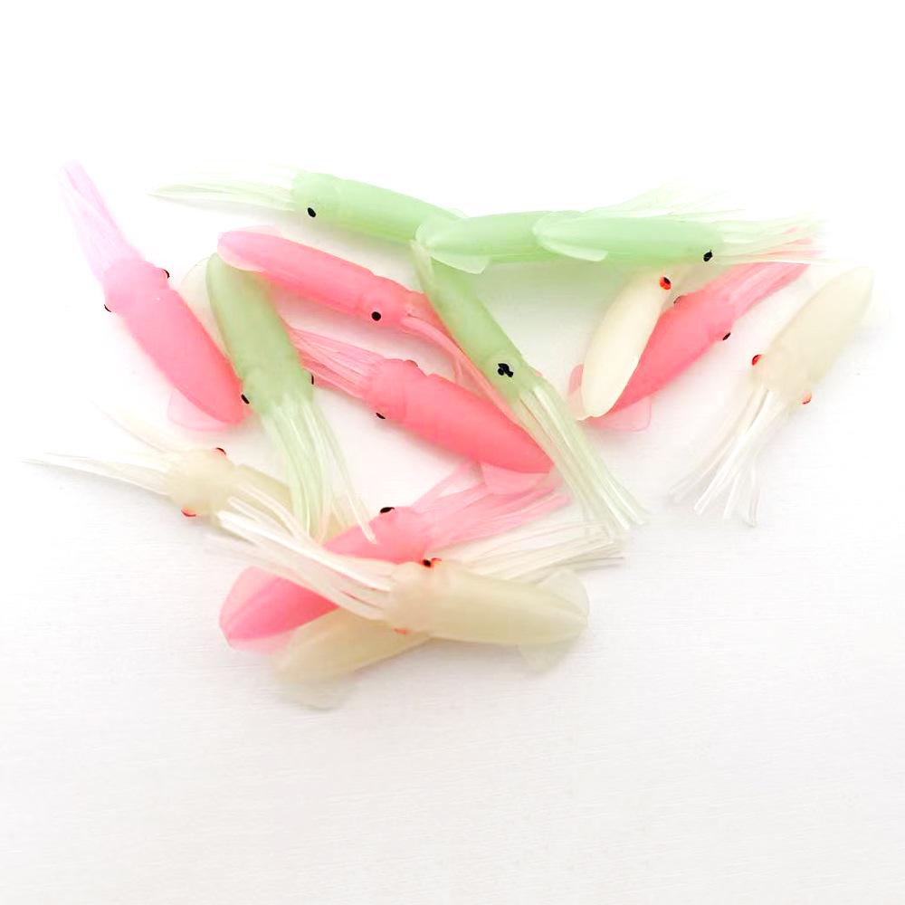 7.5cm Luminous Octopus Squid Bait, 3g, Glowing PVC Soft Lure, 5pcs