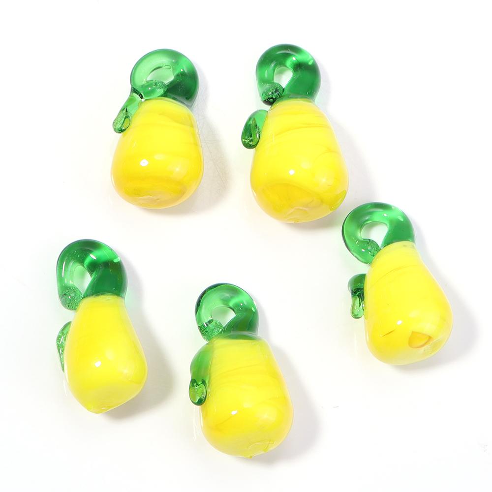 5pcs/lot Vegetables Fruit Glass Charms Pendant Lemon Watermelon Eggplant Grape Pendants For DIY Jewelry Making Necklace Earrings