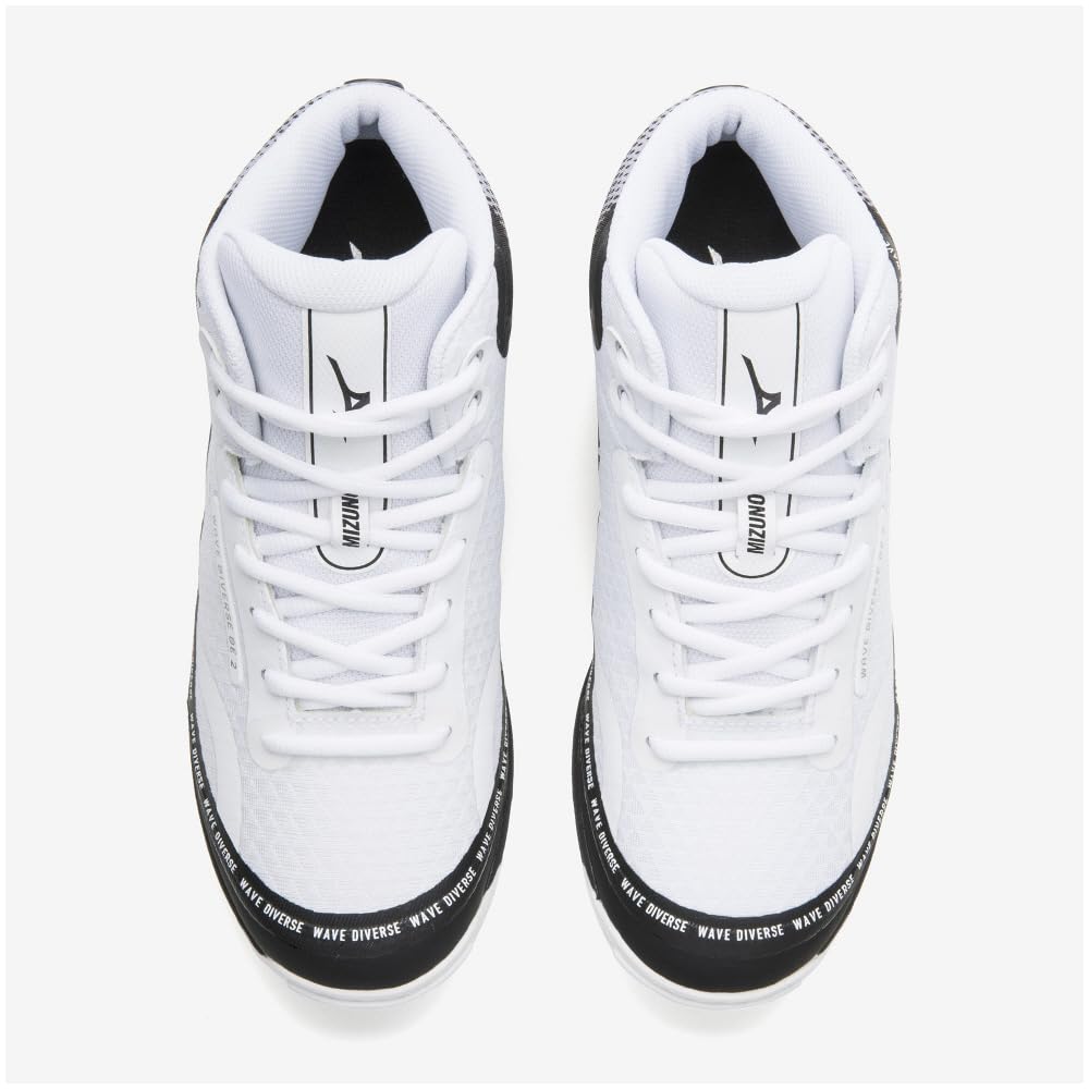 Mizuno Wave Divers DE 2 Fitness Size 2E Shoes, Indoor, Studio, Gym, Exercise, White/Black/Light Gray, 23.0 cm,